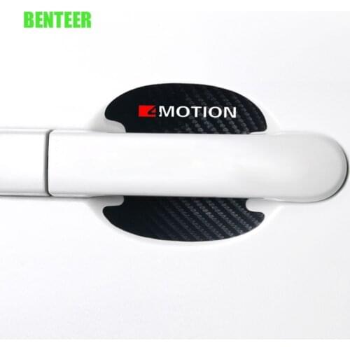 4pcs Carbon Fiber 4Motion Car Door Handle Protection Sticker Volkswagen T-ROC TAYRON GOLFR Touran PASSAT Toureg PHIDEON CC