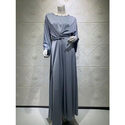 Abaya Wrap Front Dress Long Sleeve Satin Solid Color Slit to the waist Long Dress Women Dubai Turkey Fashion Elegant Wear