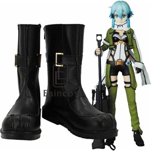 Anime Sword Art Online 2 Phantom Bullet Asada Shino/Sinon Boots Cosplay Party Shoes Custom-made
