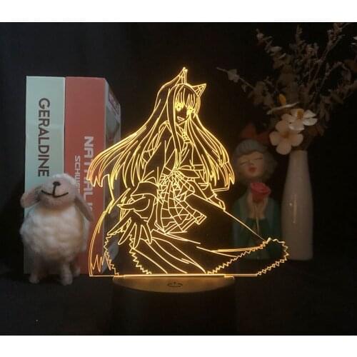 Anime Led Light Spice and Wolf Holo Figure for Bedroom Decor Nightlight Manga Birthday Gift Room 3d Night Lamp Acrylic