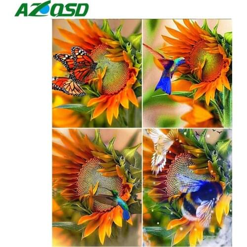 AZQSD DIY Diamond Painting Sunflower Cross Stitch Kits Picture Of Rhinestones Diamond Embroidery Sale Flower Home Decor