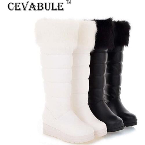 CEVABULE Wholesale and Boots Thick Fur Snow Boots Sponge Cake Slope Heel Casual Boots Fur Collar High Boots TYX