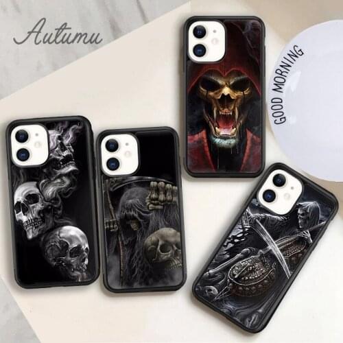 Grim Reaper Skull Skeleton Hybrid Phone Case for iPhone 11 12 Pro Max mini X XR XS SE 2020 5 6S 7 8 Plus Samsung S8 S9 S10 Cover