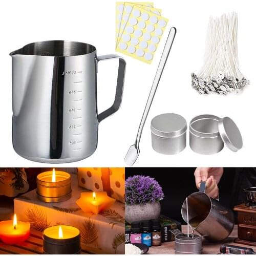 DIY Candle Crafting Tool Kit Candles Making Tools with Melting Pot Thermometer Candle Wick Suitable for Beginner Candle Making