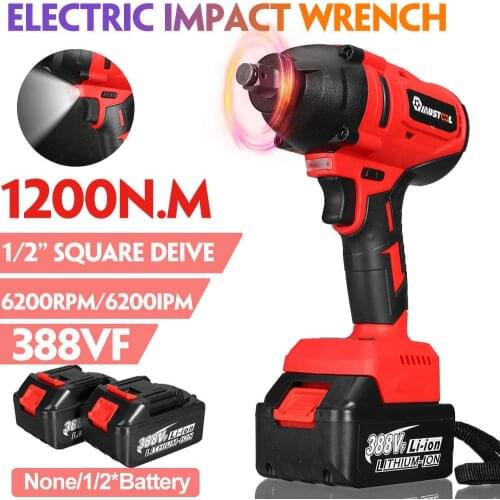 1200N.m 388Vf High Torque Brushless Electric Impact Wrench 1/2 Socket Cordless Wrench Power Tools for Makita 18V Battery