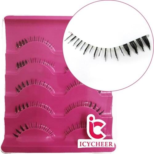 ICYCHEER 5 Pair Eyelashes Makeup Handmade Human Hair Natural Under Lashes False Eyelashes Lower Bottom Eye Lashes