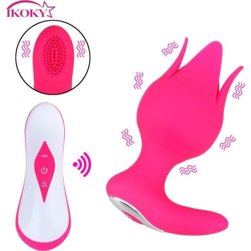 IKOKY 10 Frequency Flower Shape Vibrator Wireless Remote Control Brush Vibrator Clitoris Stimulator Sex Toys for Women
