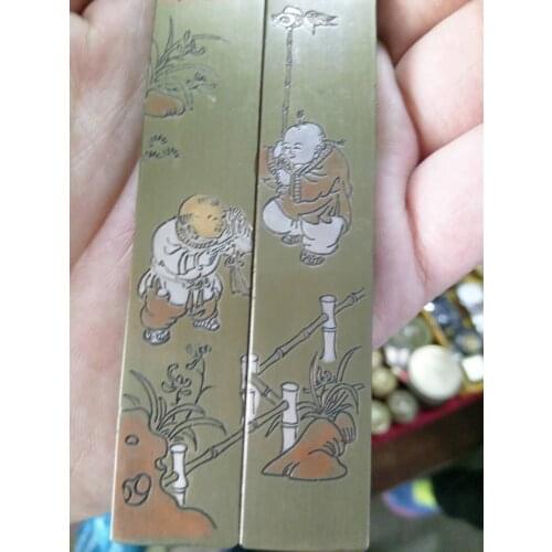 Un par de los exquisitos latón de la antigua China "jiqing be more than", recoger buenos productos