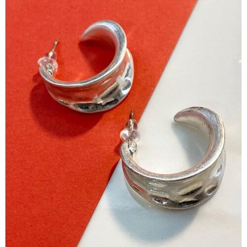 Vogallery Classic Antiallergy Drop Earrings Women Fashion Silver Color Earrings Fashion Unique Jewelry C Shape Earing