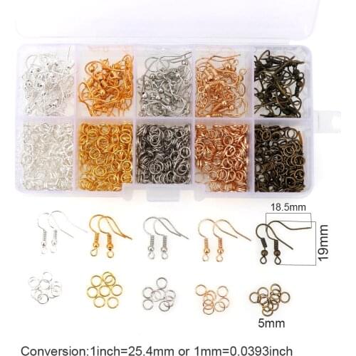 1set/box Gold/Sliver/Black/Copper Ear Hook Jump Ring Earrings Set DIY Jewelry Findings Making Materials Handmade Accessories