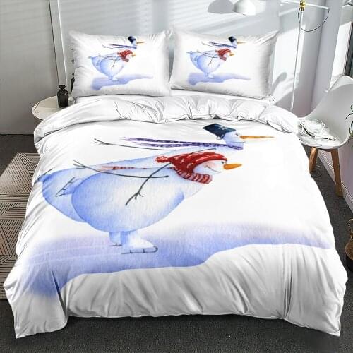 3D Duvet/Quilt Cover Sets Bedding Sets Quilt Covers Pillowslips Full Twin Single Double Size Design Joy Snowman Home Textile