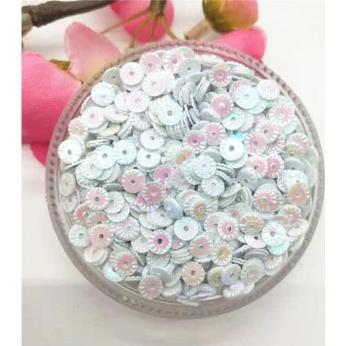 50g 4mm Round Wheel Flower Loose Sequins Sewing Confetti PVC DIY Paillette White AB