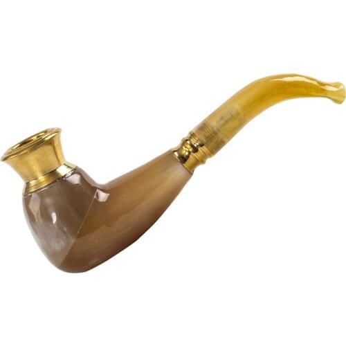 Mini Natural Yak Horn Pipe Tobacco Portable Smoking Pipe Handmade Smoking Mouthpiece Cigarette Holder Detachable 1pc
