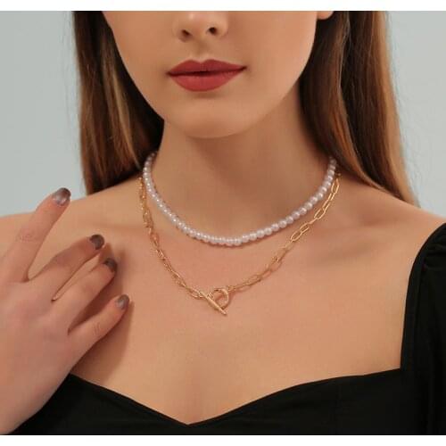 Fashion Trend Multilayer Pearl Necklace For Women Retro Exaggerated Popular Clavicle Chain Necklace Jewelry Party
