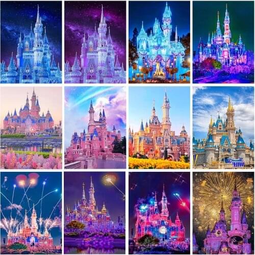 Disney 5D DIY Diamond Painting Princess Castle Cross Stitch Kit Inlaid Diamond Embroidery Mosaic Home Decoration Painting