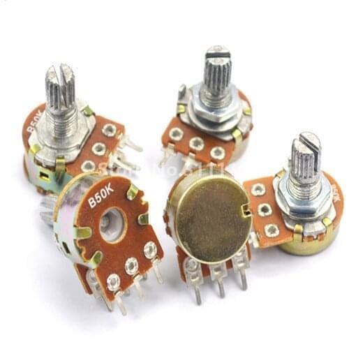 10PCS 20mm Shaft WH148 Linear Potentiometer Kit Single Joint B1K 2K 5K 10K 20K 50K 100K 250K 500K 1M ohm 3Pin With Nut And Washe