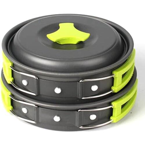 6pcs/set Portable 2-3 Persons Cookware Bowl Pot Spoon for Outdoor Camping Hiking Backpacking Travel Tableware Picnic Accessories