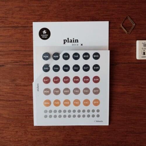 Suatelier plain month week day label sticker circle scrapbooking planner book deco stickers pack die cutting DIY embellishment