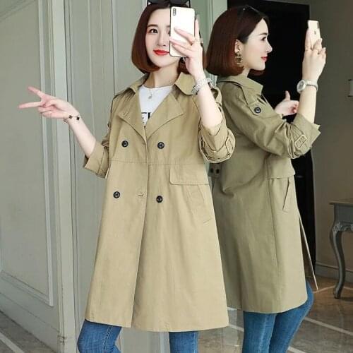 2021 New Autumn Womens Jacket Long Sleeve Casual Female Windbreaker Loose Ladies Jackets Plus Size British style thin Coat Top