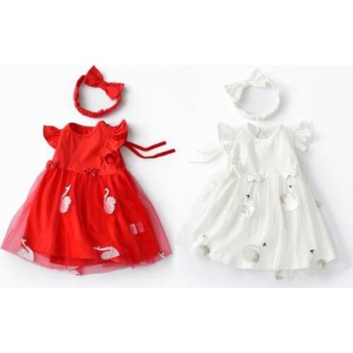 New 2021 Summer Baby Girls Sleeveless Cute Swan Dresses Children Kids Girl Princess Dress Clothing Kids Girls Party Dress