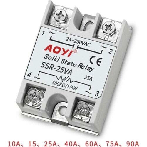 Single-phase Resistive Solid State Relay SSR-10VA 10A Solid State Voltage Regulator Module 24-250VAC