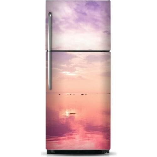 Wholesale 3D Purple Sunset SelfAdhesive Dishwasher Refrigerator Freeze Sticker Kids Art Fridge Door Cover Wallpaper