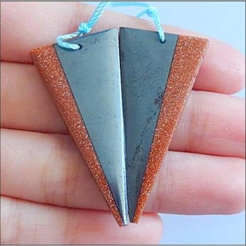 Popular jewelry Earring pair ,Hand made gemstone earrings,Red Sand Sun Sitara,Hematite Intarsia Earrings,39x20x5mm,15.2g