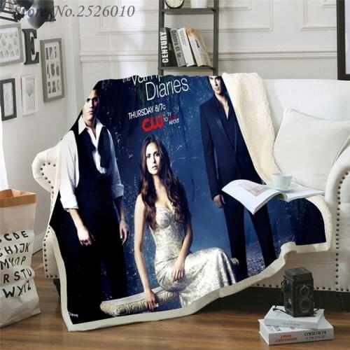 Throw blanket The Vampire Diaries 3D Velvet Plush Blanket Bedspread For Kids Girls Sherpa Blanket Couch Quilt Cover Travel 04