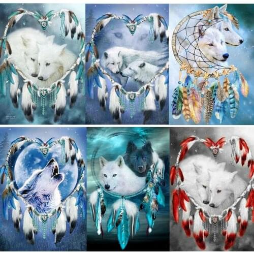 Full Resin Drill Square/Round 5d DIY Diamond Painting Dream Catcher Wolf Feather Diamond Embroidery Cross Stitch 3d Mosaic Decor