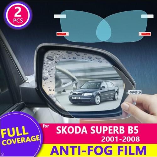 For Skoda Superb 1 B5 3U 2001 - 2008 Full Cover Rearview Mirror Film HD Anti-Fog Rainproof Auto Mirror Sticker Car Accessories