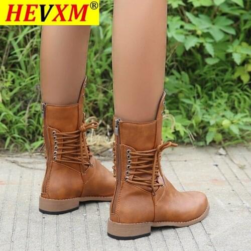 Boots Women Square Heel Middle Tube Zipper Boots Square Heels Round Toe Shoes Plus Size 43 Feminina Zapatos De Mujer