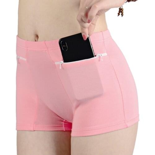 Women Safety Short Pants Soft Solid Shorts Boxer Summer Under Skirt Shorts With Zipper Pockets Femme Underwear Safety Shorts