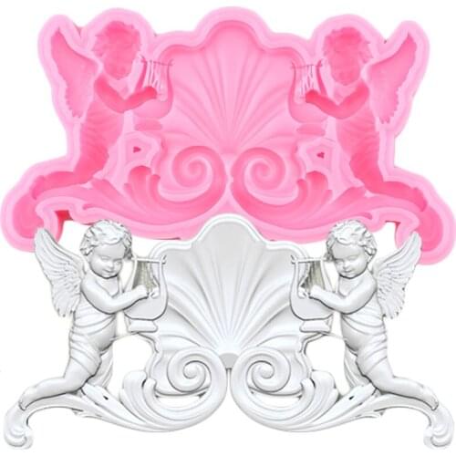 Sugarcraft Angel Baby Border Silicone Mold Relief DIY Party Fondant Cake Decorating Tools Candy Clay Chocolate Gumpaste Moulds