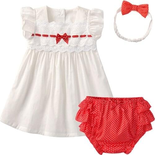 Cute Baby Girls Dresses Bow Lace Infant Baby Flower Girl Dress Princess Floral Wedding Party Birthday Cotton Toddler robe bebe