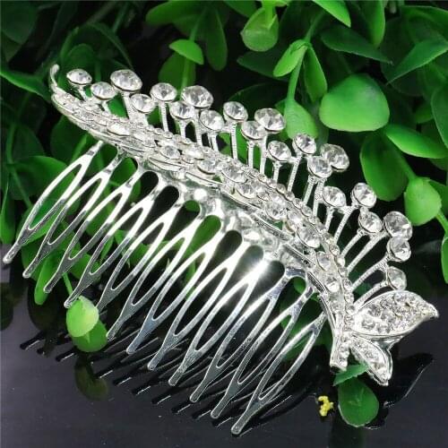 Wedding Bridal Flower Leaves Crystal Hairpin Hair Comb Hair Clips Women Girls Party Jewelry Accessories Decoration Gifts