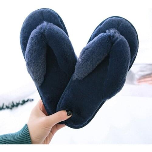 Warm Fluffy Slippers Winter Ladies Comfortable Faux Fur Lndoor Floor Slippers Flat Soft Fur Shoes Ladies Temperament Flip-Flops