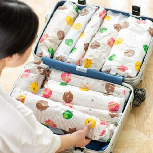 Vacuum Bag Storage Bag Home Organizer Cartoon Border Foldable Clothes Organizer Seal Compressed Travel Saving Bag Package