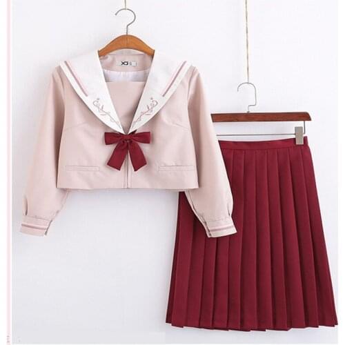 2019 new Japanese school uniforms anime COS sailor suit tops+skirt JK Navy style Students clothes for Girl Long/short sleeve