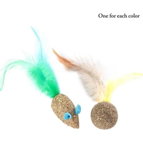 2Pcs Funny Catnip Toys Cute Fake Feather Decor Cat Mouse Shape Toy Cat Interactive Pet Supplies Cat Favors