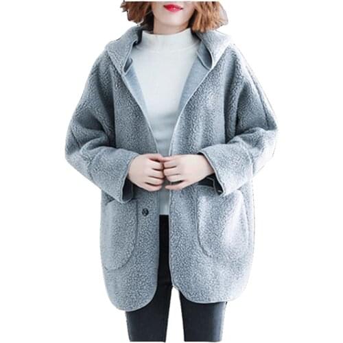 Large size womens new Parker cotton clothing autumn winter fashion lamb hair loose thick coat female medium long hooded jacket