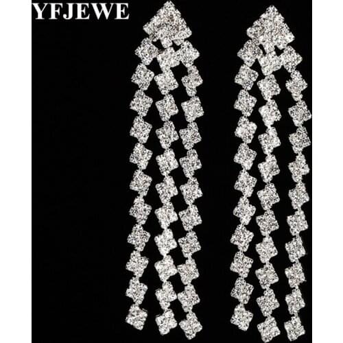 YFJEWE Brand New Silver Color Gold Color Long Crystal Tassel Drop Earrings for Women Party Wedding Jewelry Dangle Earrings #E366