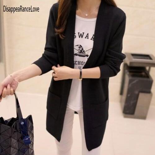 New High Quality Women Spring Autumn Medium-long Cardigan 2021 New female elegant pocket Knitted Outerwear Sweater Cape Top