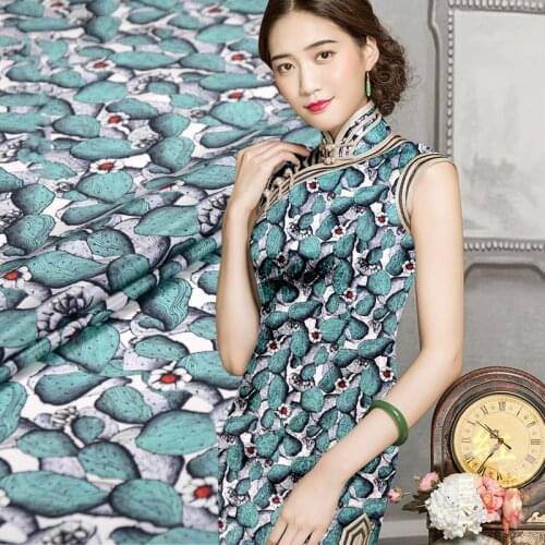 1 Meter Real Silk Stretch Satin Fabric worm Cheongsam Clothing Digital Printing