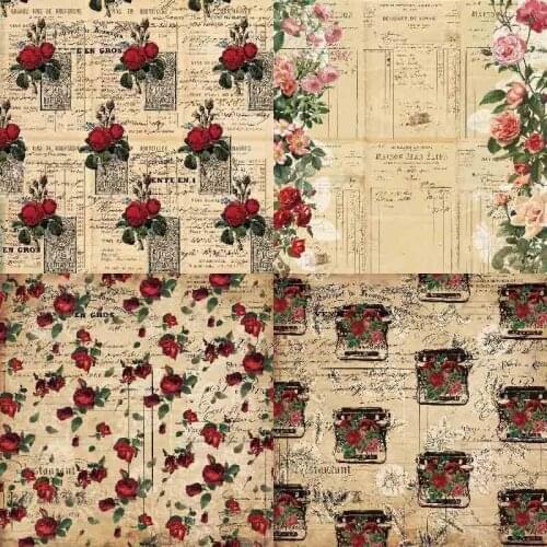 24 Sheets Multi Purpose for Decoration One-sided DIY Handmade Craft Background Pad Card 1Pack Scrapbooking Paper Rose Pattern