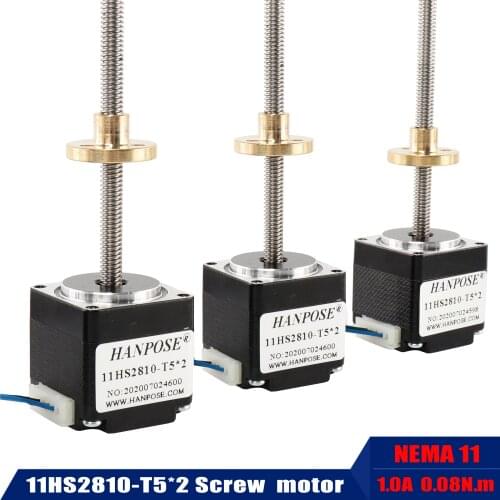 3PCS NEMA11 T-type screw rod motor 11hs2810-T5*2 length 50/100/150 mm screw stepper motor for 3D Medical machinery accessories
