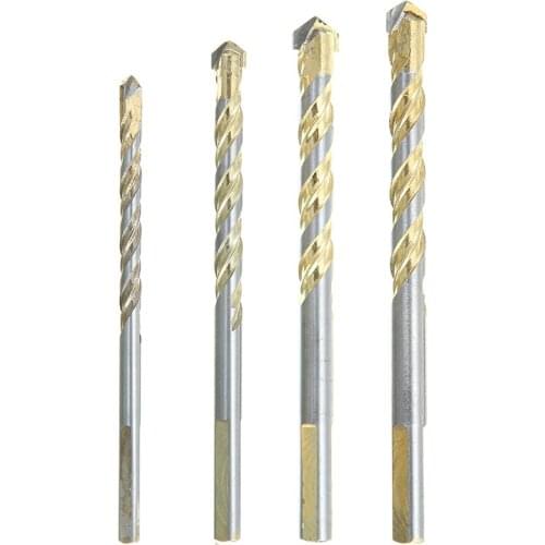 4pcs Twist 6-12mm Double U Type Triangle Drill Bits Set Slot Wall Hole Cutter Tile Concrete Drill Household Overlord Drill