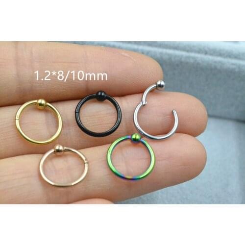 50pcs/lot Free Shipping Ball Hinged Segment Ring Clicker Cartilage Nose Hoop Septum Rings 16GX8/10MM