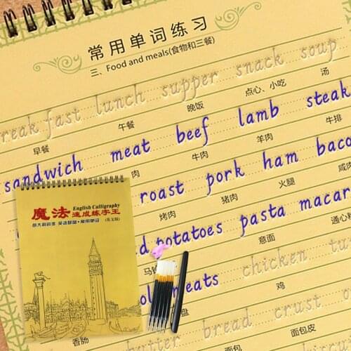 English Italian font Reusable Groove Calligraphy set For Adult Children Cardboard Copybook Pen Practice Book Libros Exercises