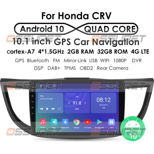 2DIN Android Car Radio GPS Player for Honda CRV 2012 2013 2014 2015 Multimedia DVR Navigation Multimedia 10.1 Inch Touch Screen