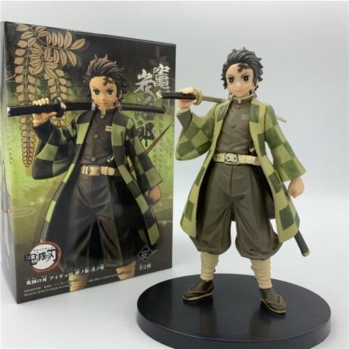 Demon Slayer Kamado Tanjirou Holding Sword Comic Yellow Ver. PVC Action Figure Kimetsu no Yaiba Tanjirou Nezuko Model 15cm